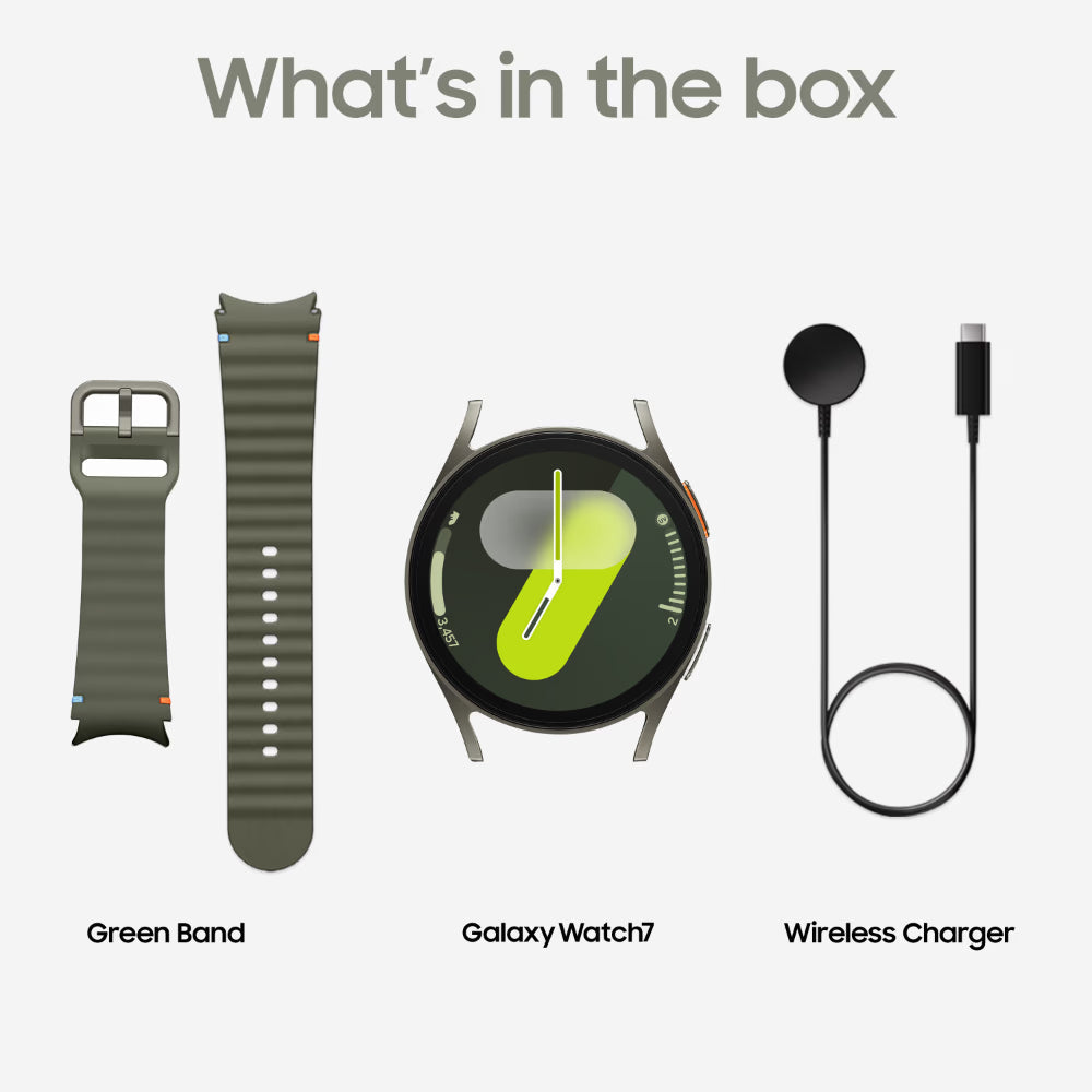 Galaxy Watch 7 40 mm Bluetooth Smart Watch, 3nm Processor, Dual GPS, Sapphire Glass & Armour Aluminum, 5ATM & IP68, HR, SpO2, BP & ECG Monitor, Green,